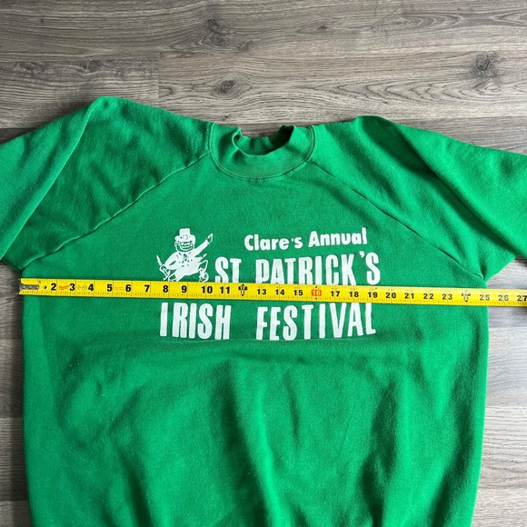 VTG St Patricks Irish Festival Sweatshirt Fits 2XL‎ Raglan 1980s Clares Annual - Picture 5 of 6